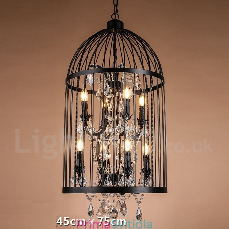 Retro Vintage kovové závěsné světlo 8 Light Birdcage