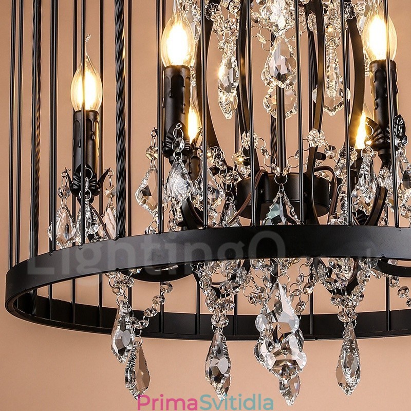 Retro Vintage kovové závěsné světlo 8 Light Birdcage