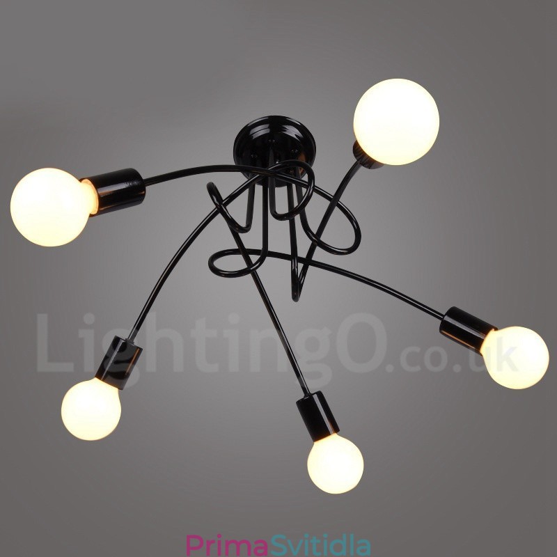 Black Country Metal 5 Light Lustr Light
