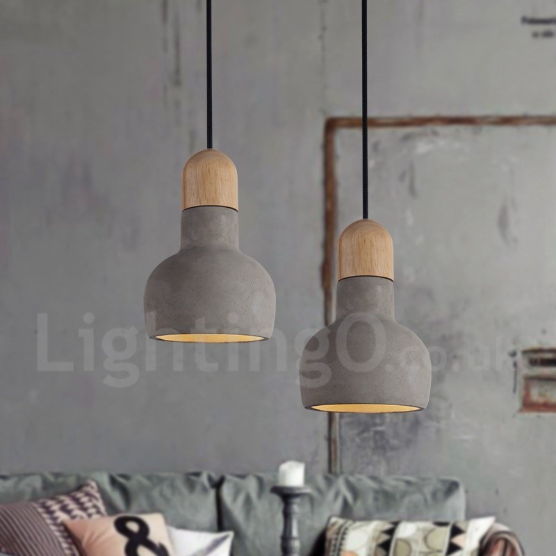 Retro Vintage Wood Concrte Single Light Závěsné světlo