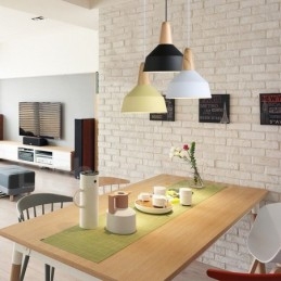 Moderní moderní závěsné světlo ze dřeva a kovu v různých barvách