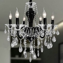 6 Světlý křišťálový lustr v černém designu Accent