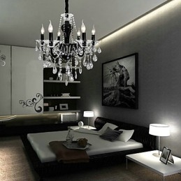 6 Světlý křišťálový lustr v černém designu Accent