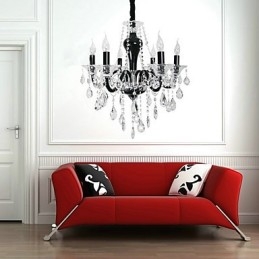 6 Světlý křišťálový lustr v černém designu Accent