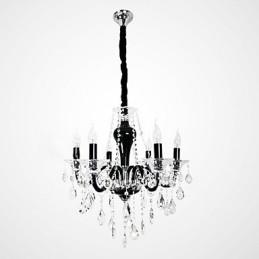 6 Světlý křišťálový lustr v černém designu Accent