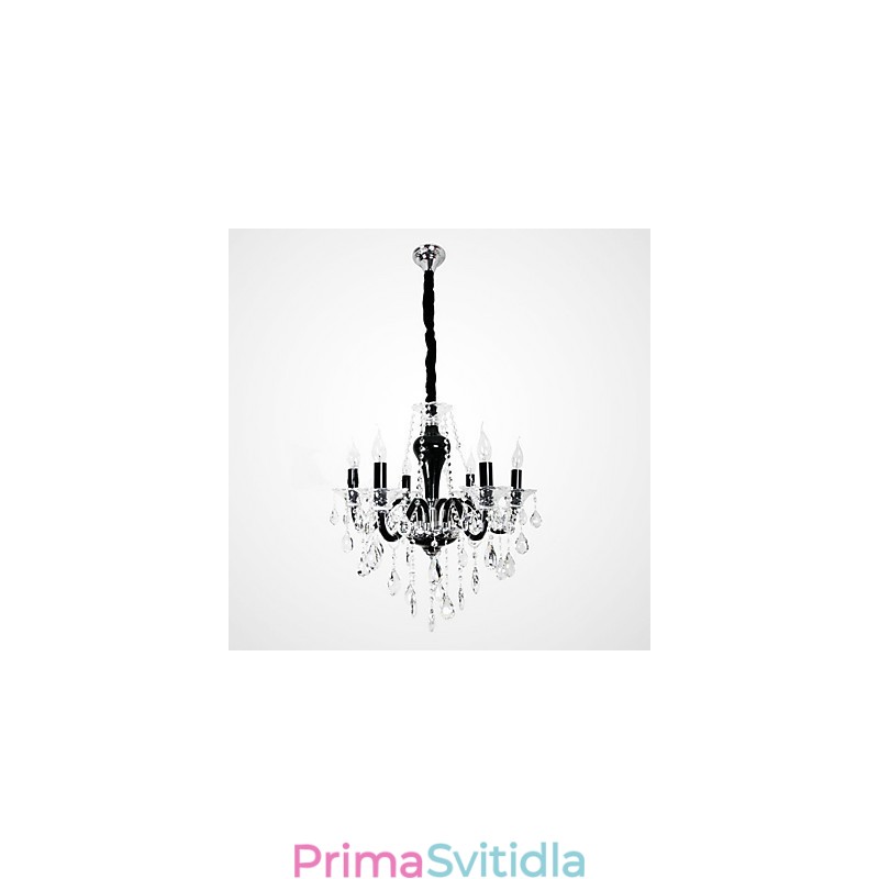 6 Světlý křišťálový lustr v černém designu Accent