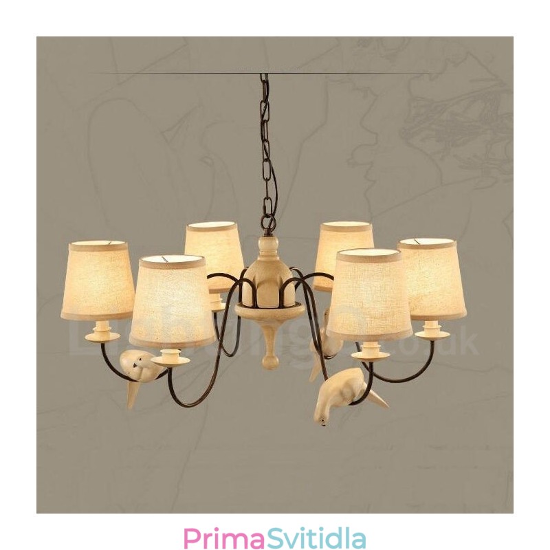 6 Light Rustic Lodge Vintage závěsné světlo