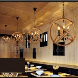 Venkovské konopné lano 3 Light Vintage Pendant Light