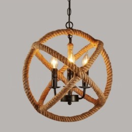 Venkovské konopné lano 3 Light Vintage Pendant Light