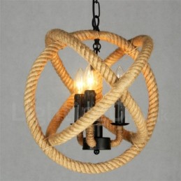 Venkovské konopné lano 3 Light Vintage Pendant Light