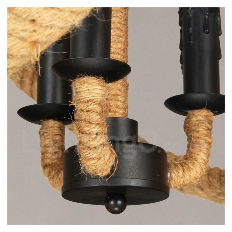 Venkovské konopné lano 3 Light Vintage Pendant Light
