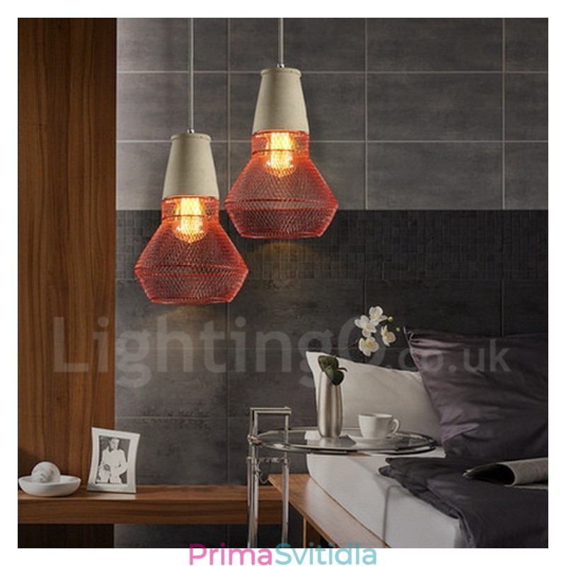 1 Light Metal Concrte Rustic Lodge Pendant Light