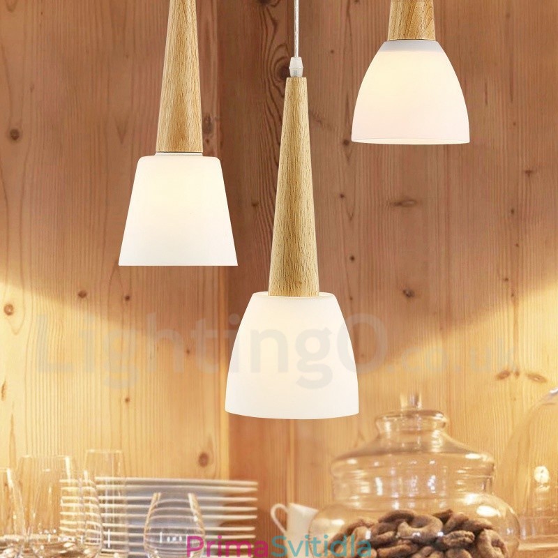 Rustic Lodge dřevěné závěsné svítidlo se skleněným stínidlem