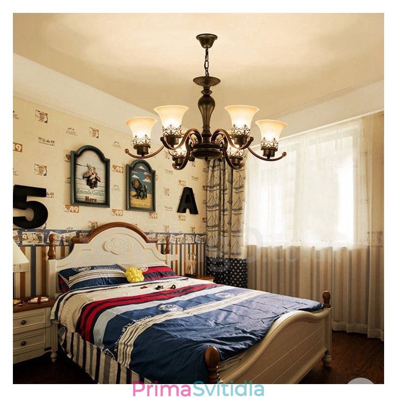 6 Integrovaný kovový lustr Light Rustic Lodge