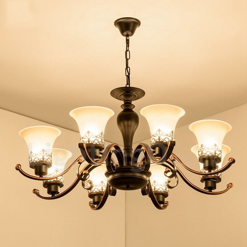 8 Integrovaný kovový lustr Light Rustic Lodge
