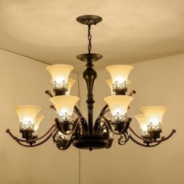 12 Integrovaný kovový lustr Light Rustic Lodge