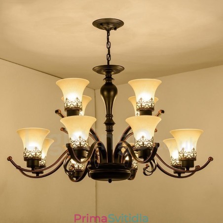 12 Integrovaný kovový lustr Light Rustic Lodge 12 Integrovaný kovový lustr Light Rustic Lodge