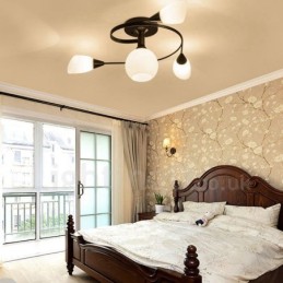 4 Light Rustic Lodge Integrovaný lustr se skleněným stínidlem