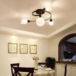 4 Light Rustic Lodge Integrovaný lustr se skleněným stínidlem