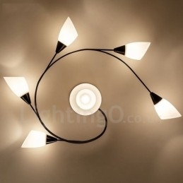 6 Light Rustic Lodge Integrovaný lustr se skleněným stínidlem