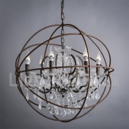 Průměr 60CM 80CM Vintage Crystal Painting Kovový lustr Rezavé barvy Závěsné světlo