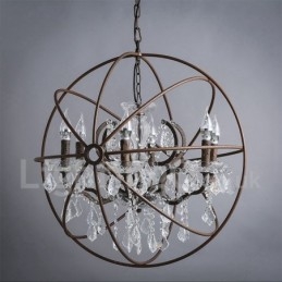 Průměr 60CM 80CM Vintage Crystal Painting Kovový lustr Rezavé barvy Závěsné světlo