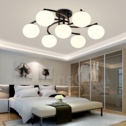 7 Light Rustic Lodge Integrovaný lustr se skleněným stínidlem