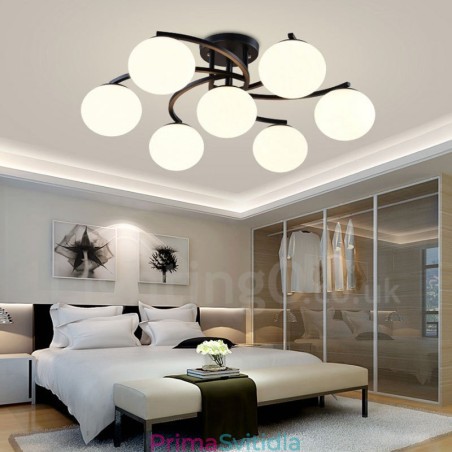 7 Light Rustic Lodge Integrovaný lustr se skleněným stínidlem 7 Light Rustic Lodge Integrovaný lustr se skleněným stínidlem
