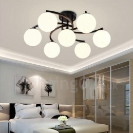7 Light Rustic Lodge Integrovaný lustr se skleněným stínidlem