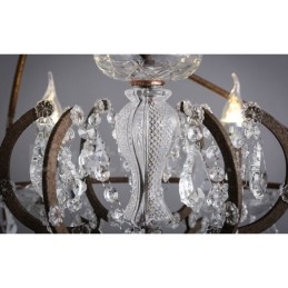 Průměr 60CM 80CM Vintage Crystal Painting Kovový lustr Rezavé barvy Závěsné světlo