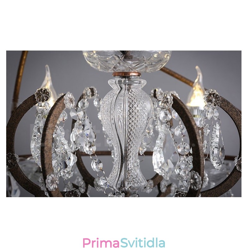 Průměr 60CM 80CM Vintage Crystal Painting Kovový lustr Rezavé barvy Závěsné světlo
