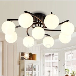 9 Light Rustic Lodge Integrovaný lustr se skleněným stínidlem