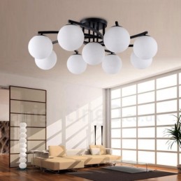 9 Light Rustic Lodge Integrovaný lustr se skleněným stínidlem
