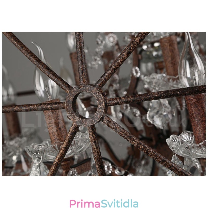 Průměr 60CM 80CM Vintage Crystal Painting Kovový lustr Rezavé barvy Závěsné světlo