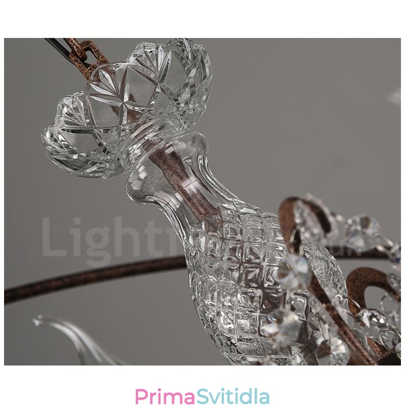 Průměr 60CM 80CM Vintage Crystal Painting Kovový lustr Rezavé barvy Závěsné světlo