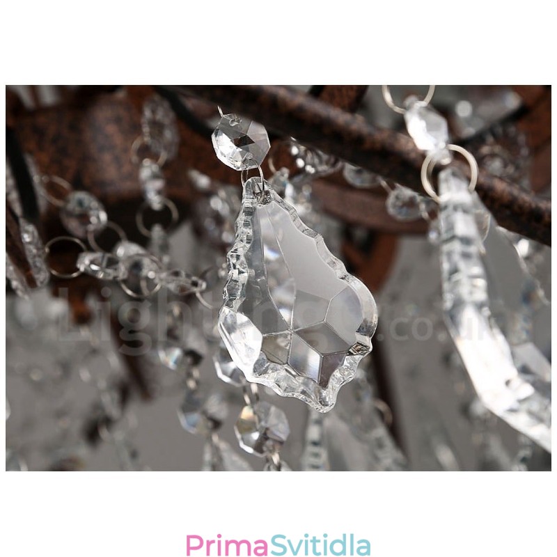 Průměr 60CM 80CM Vintage Crystal Painting Kovový lustr Rezavé barvy Závěsné světlo