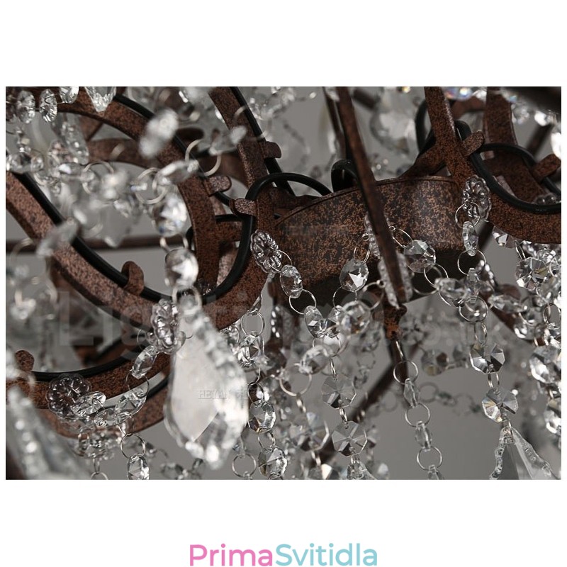 Průměr 60CM 80CM Vintage Crystal Painting Kovový lustr Rezavé barvy Závěsné světlo