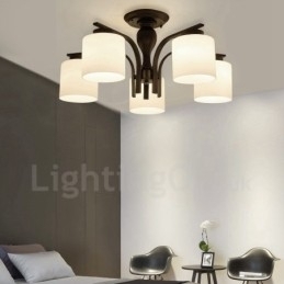 Integrovaný kovový lustr 5 Light Country se skleněným stínidlem