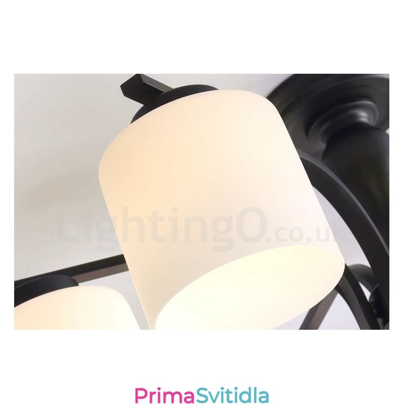 Integrovaný kovový lustr 5 Light Country se skleněným stínidlem