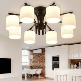 8 integrovaný kovový lustr Light Country se skleněným stínidlem