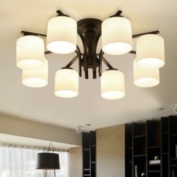 8 integrovaný kovový lustr Light Country se skleněným stínidlem