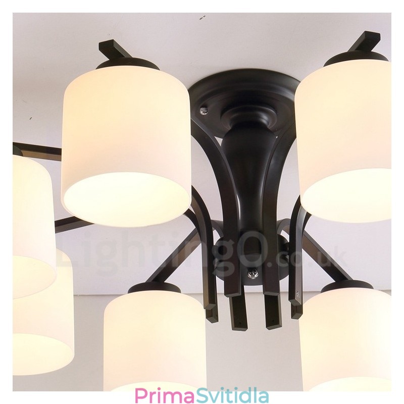 8 integrovaný kovový lustr Light Country se skleněným stínidlem