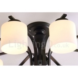 8 integrovaný kovový lustr Light Country se skleněným stínidlem