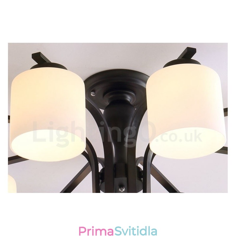 8 integrovaný kovový lustr Light Country se skleněným stínidlem
