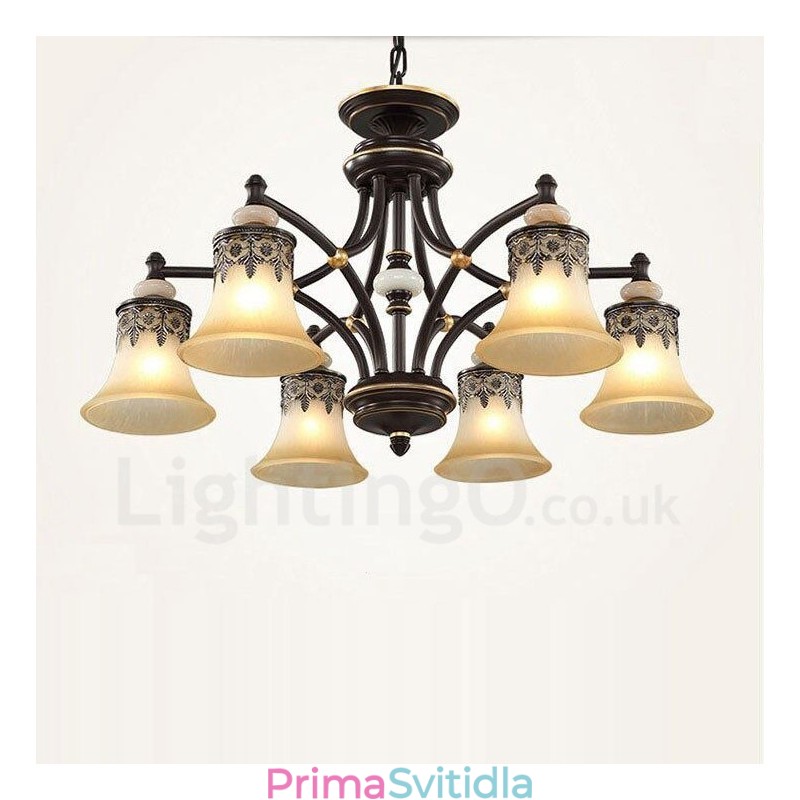 6 Lehký tradiční klasický integrovaný kovový lustr