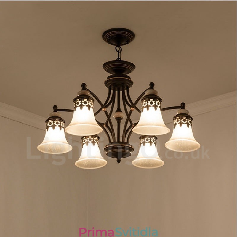 6 Lehký tradiční klasický integrovaný kovový lustr