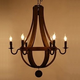 Vintage americké rustikální dřevěné závěsné lustrové lustrové svítidlo Liviing and Lamp