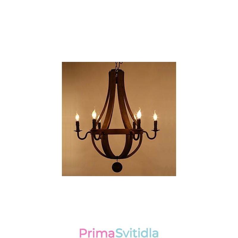 Vintage americké rustikální dřevěné závěsné lustrové lustrové svítidlo Liviing and Lamp