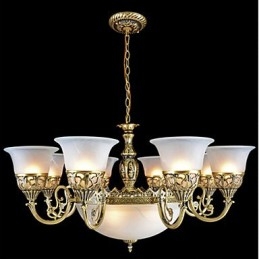 Bronzový lustr Eleven Lights Moaré Glass European Retro Classic