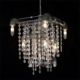 Křišťálový 9 světelný lustr v designu potrubí charakteristický pro severoamerický styl